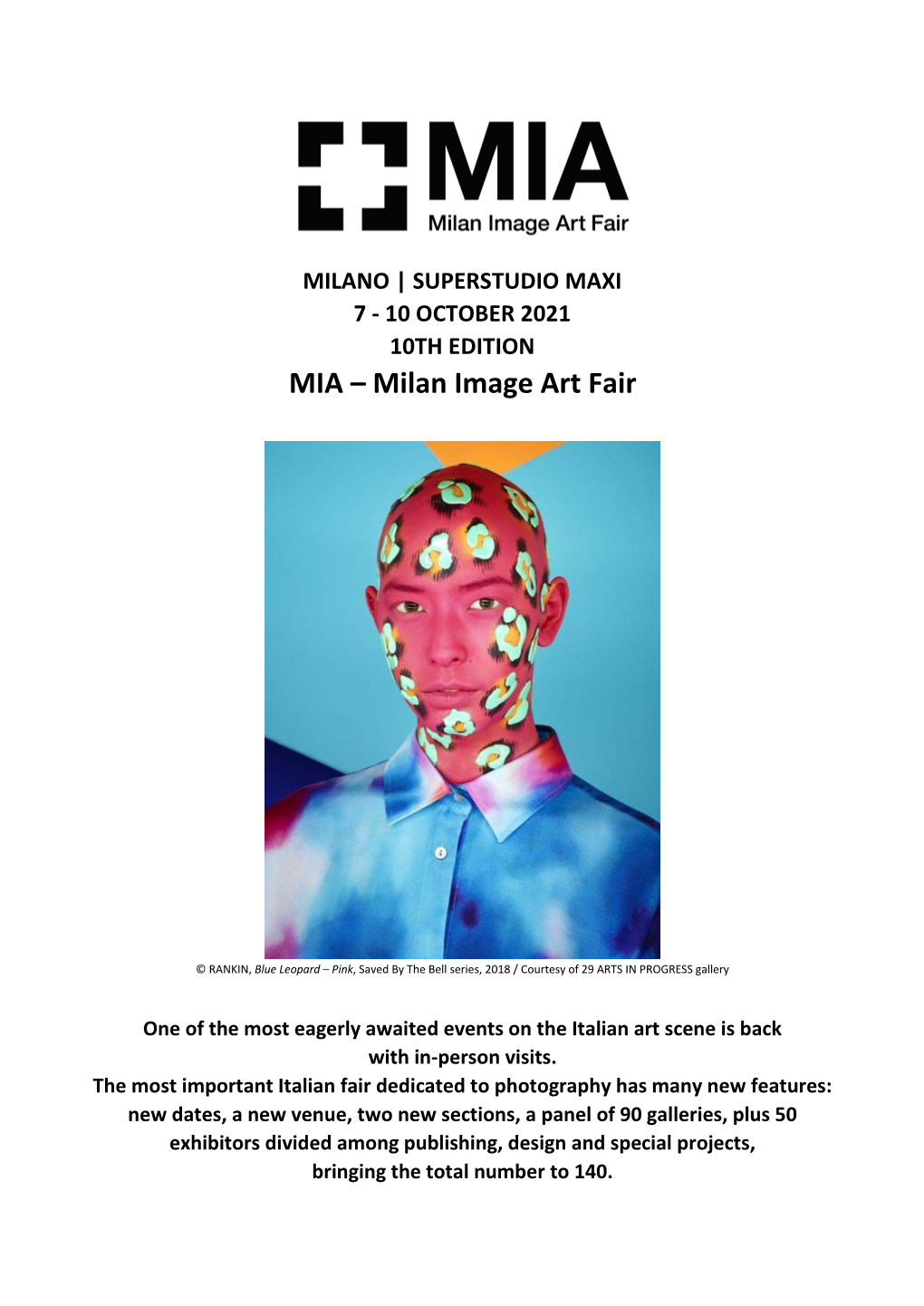 10 OCTOBER 2021 10TH EDITION MIA – Milan Image Art Fair