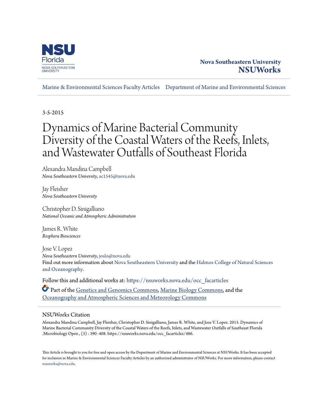 Dynamics of Marine Bacterial Community Diversity