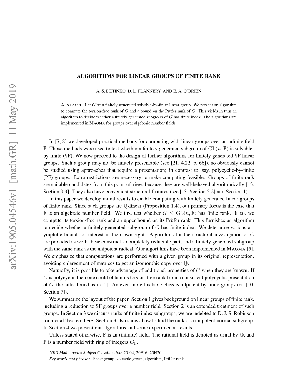 Algorithms for Linear Groups of Finite Rank