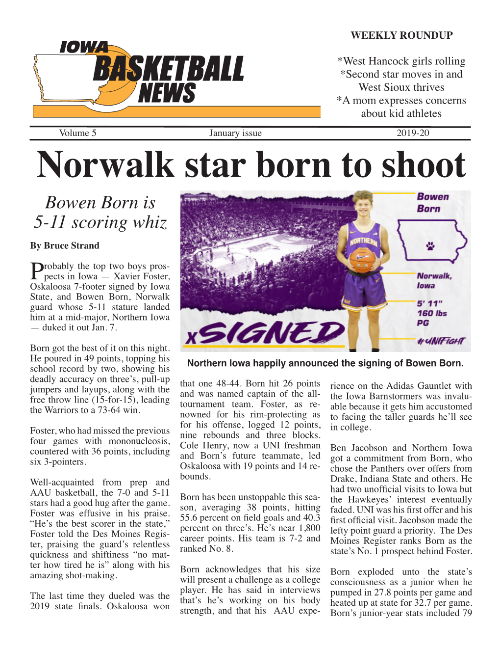 Norwalk Star Born to Shoot Bowen Born Is 5-11 Scoring Whiz by Bruce Strand