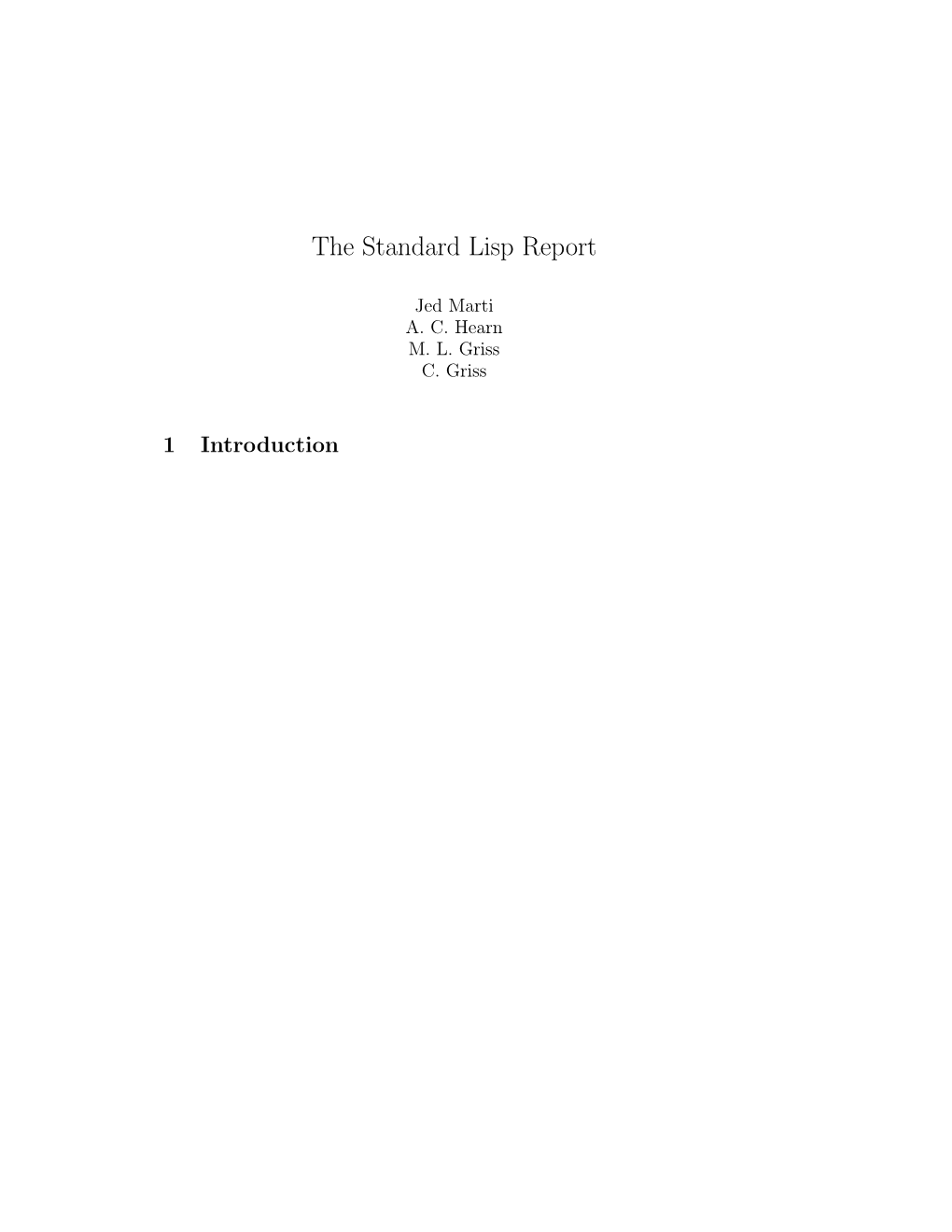 The Standard Lisp Report