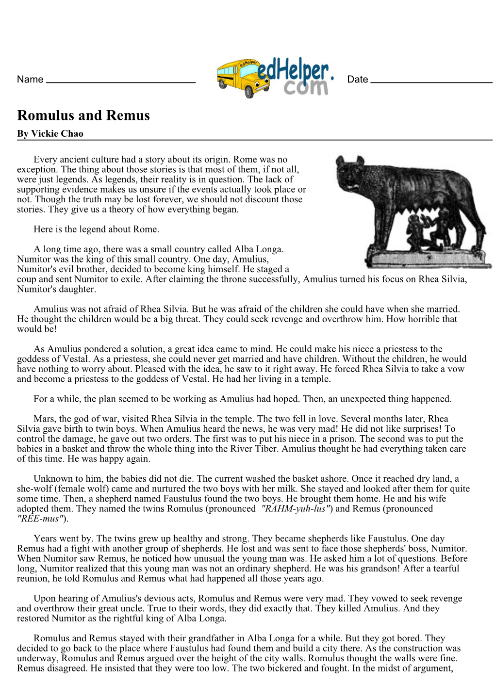 Romulus and Remus by Vickie Chao