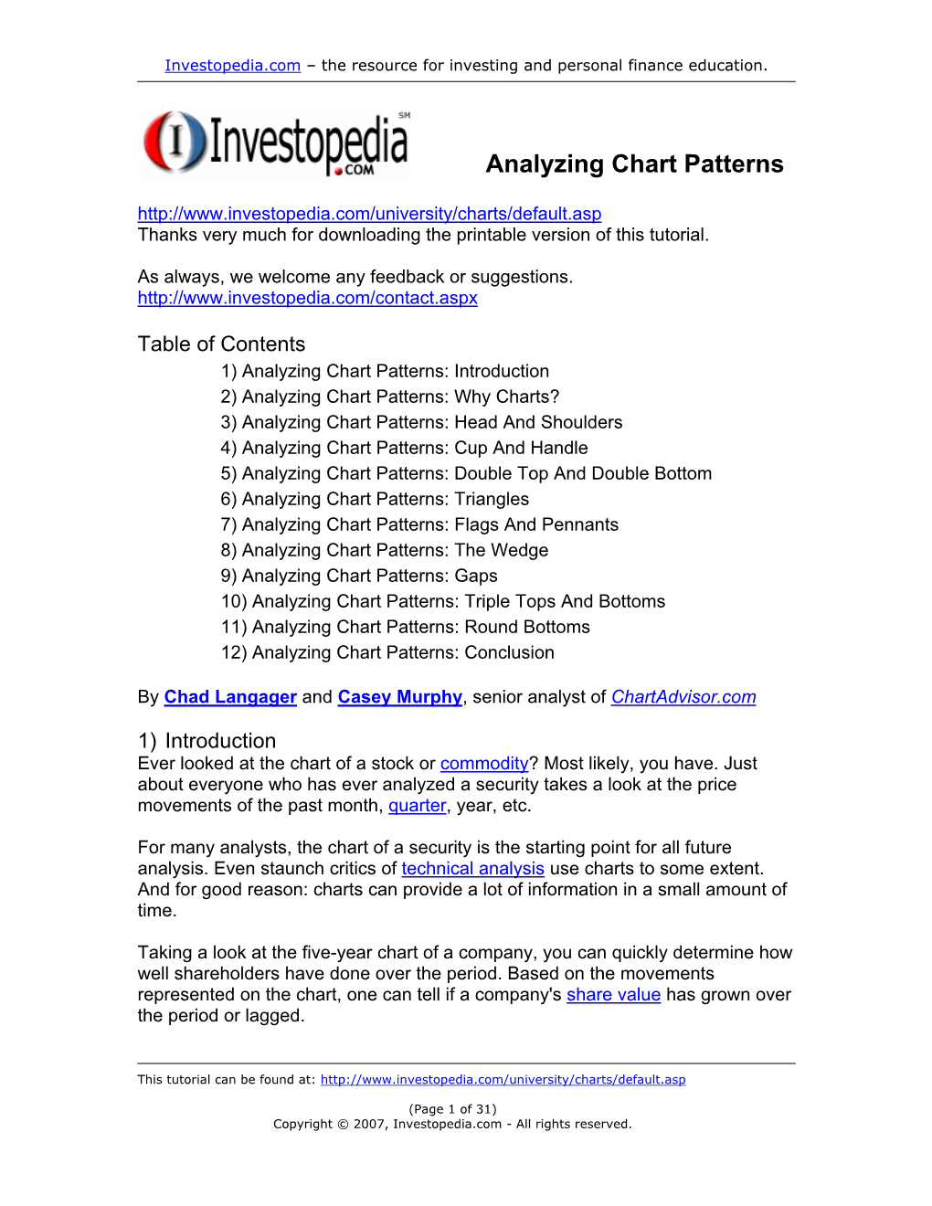 Analyzing Chart Patterns