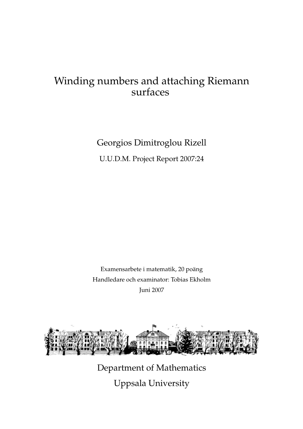 Winding Numbers and Attaching Riemann Surfaces