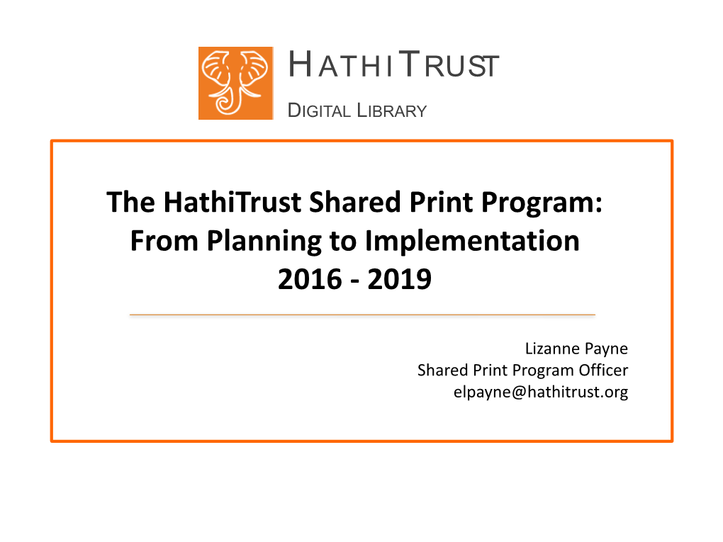 Hathitrust Shared Print Advisory Committee