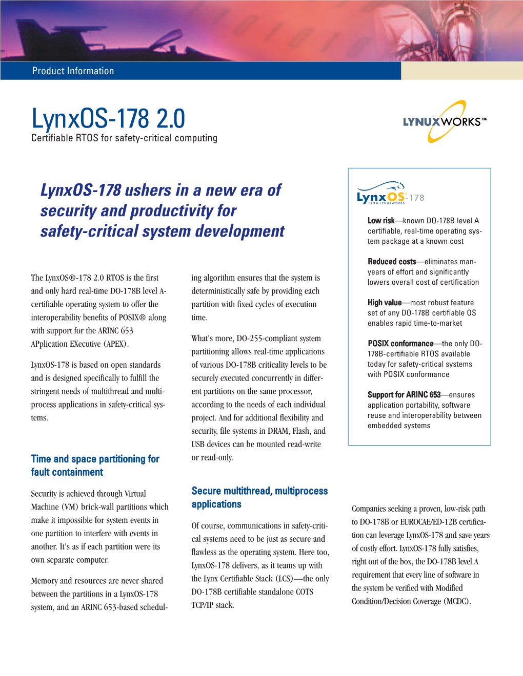 Lynxos-178 2.0 Certifiable RTOS for Safety-Critical Computing