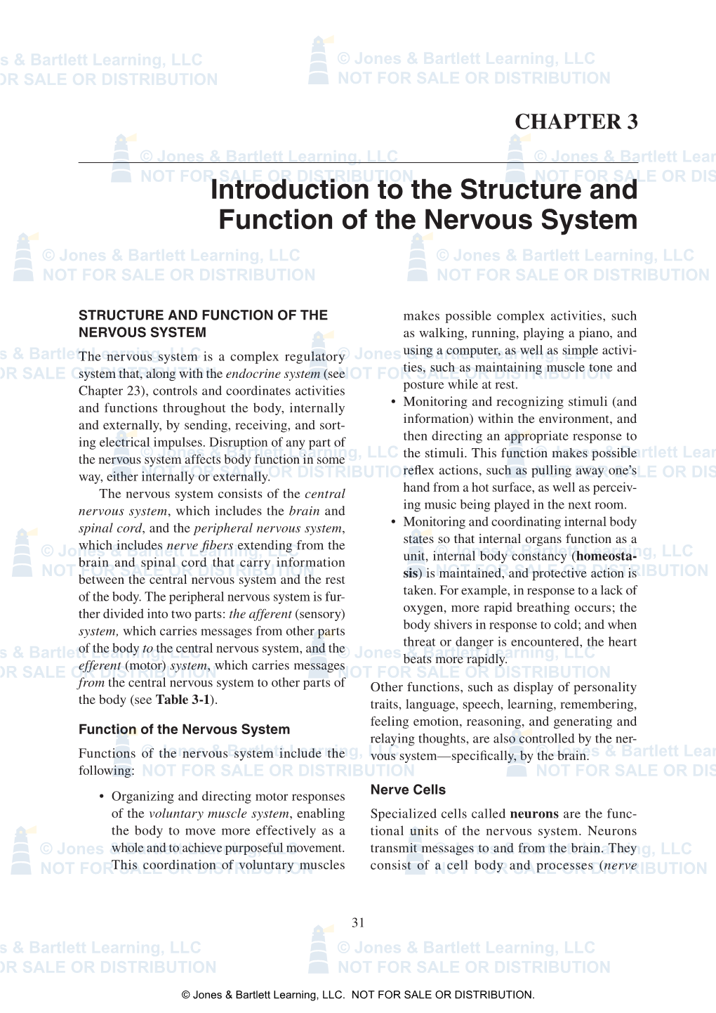 Introduction to the Structure and Function of the Nervous System