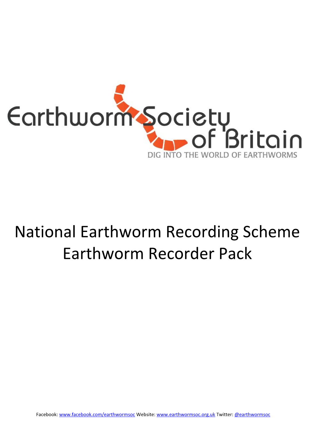 National Earthworm Recording Scheme Earthworm Recorder Pack