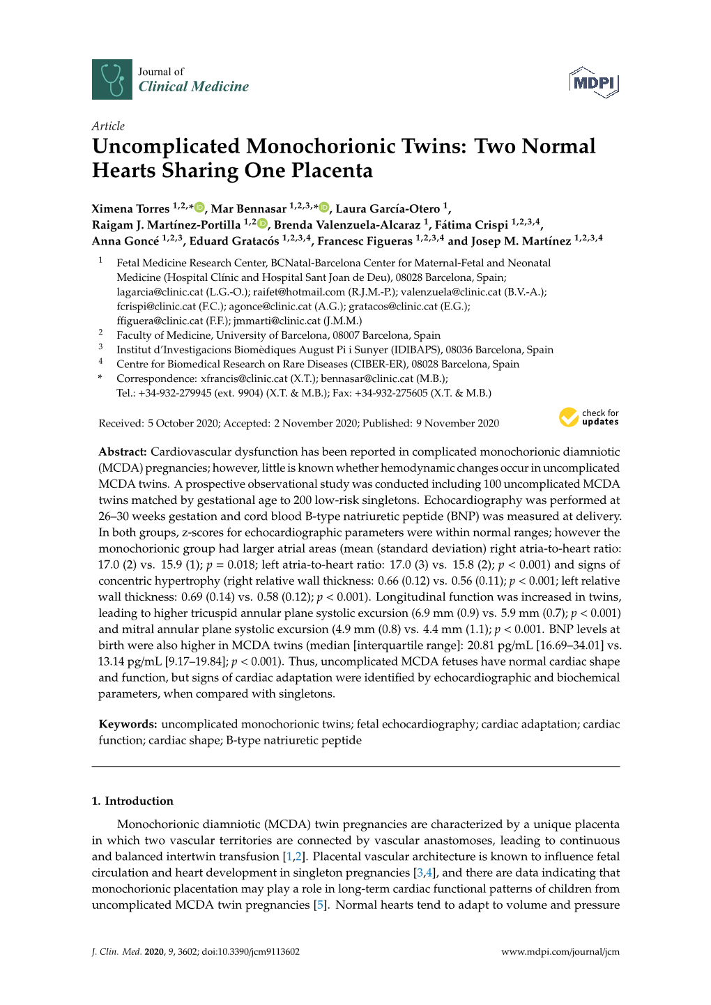 Uncomplicated Monochorionic Twins: Two Normal Hearts Sharing One Placenta