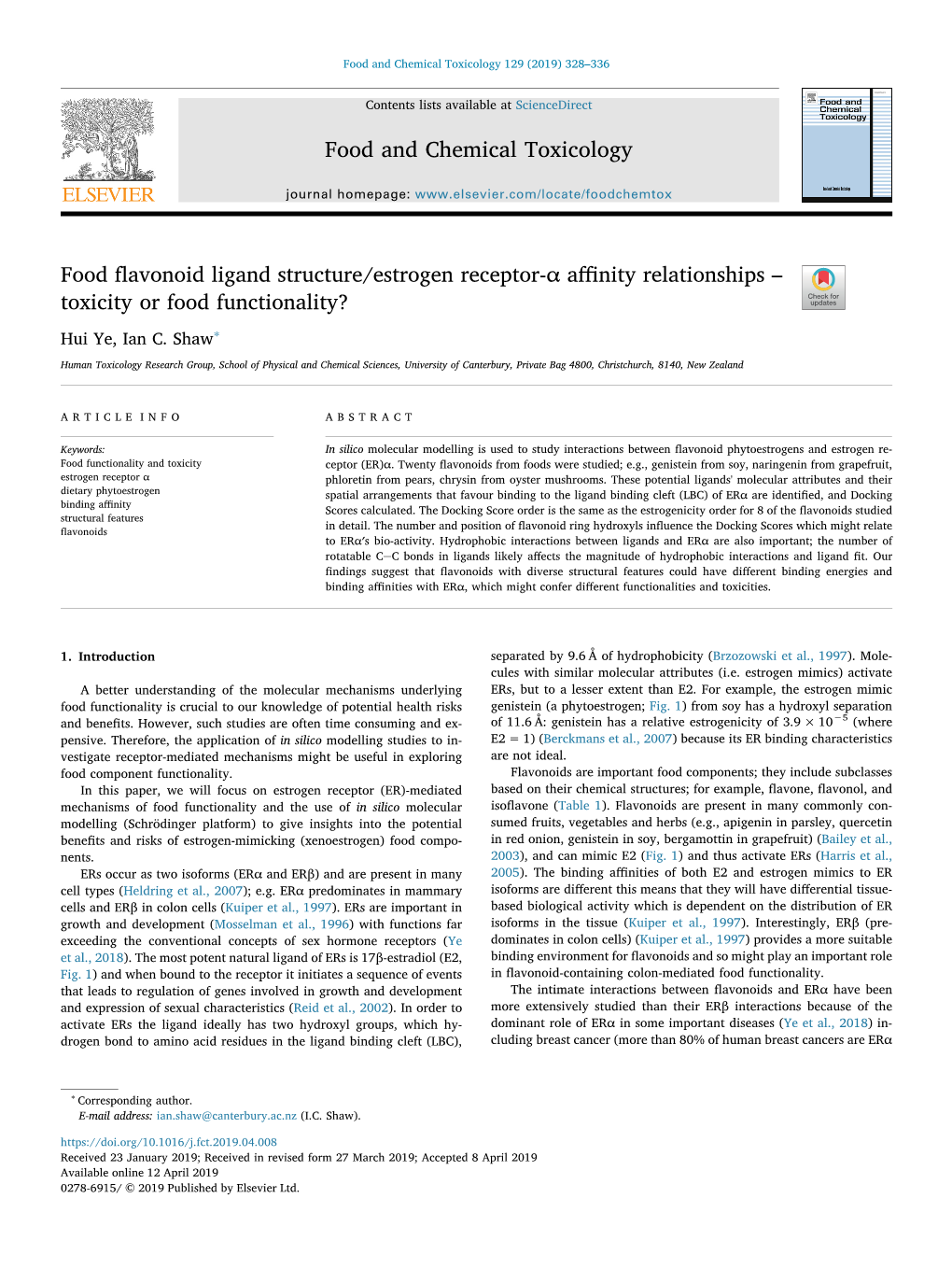 Food Flavonoid Ligand Structure/Estrogen Receptor-Α Affinity