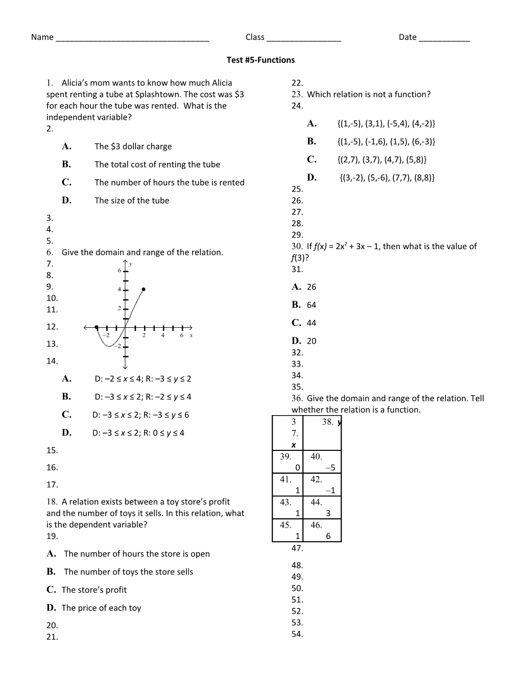 Test #5-Functions