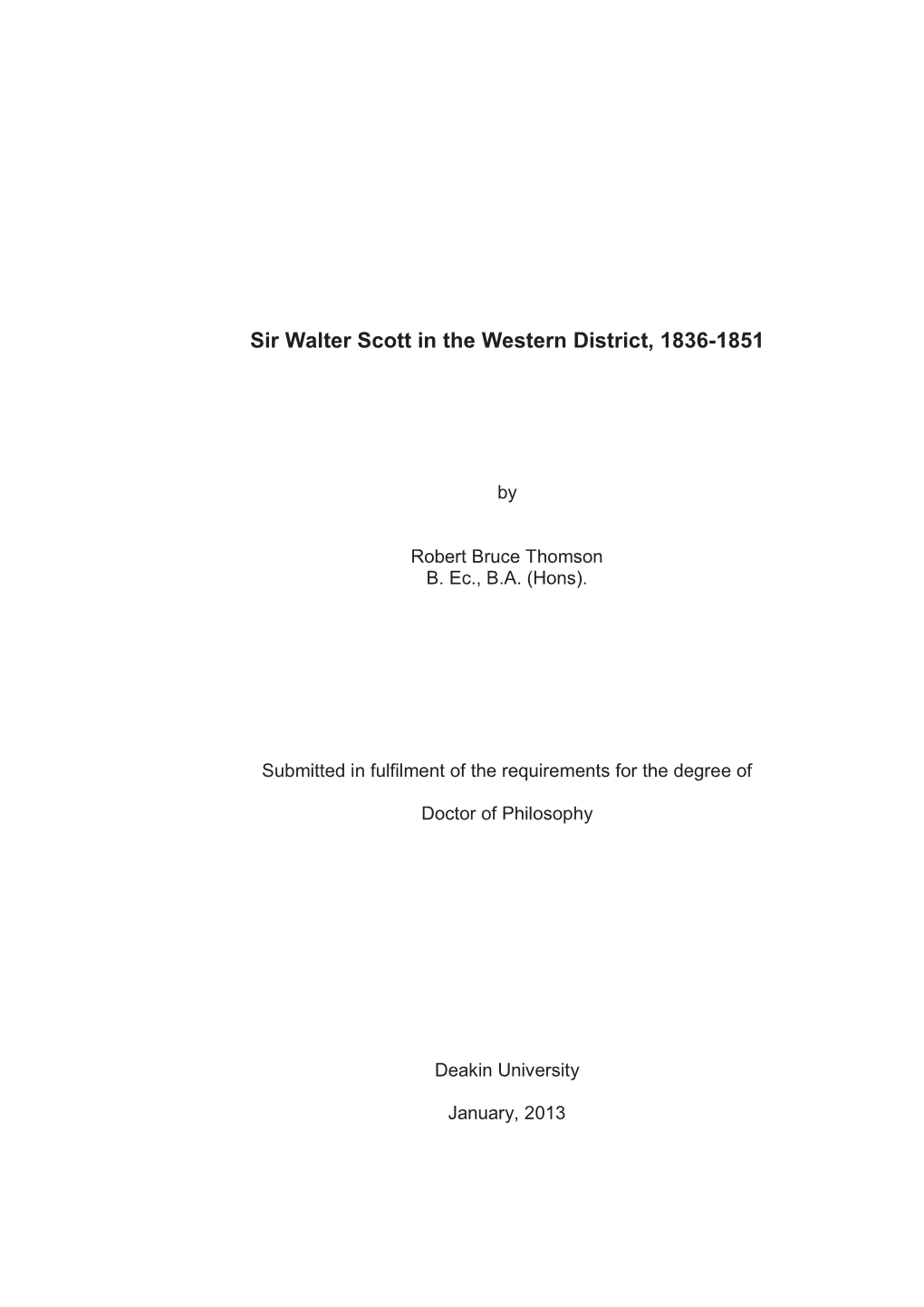 Sir Walter Scott in the Western District, 1836-1851