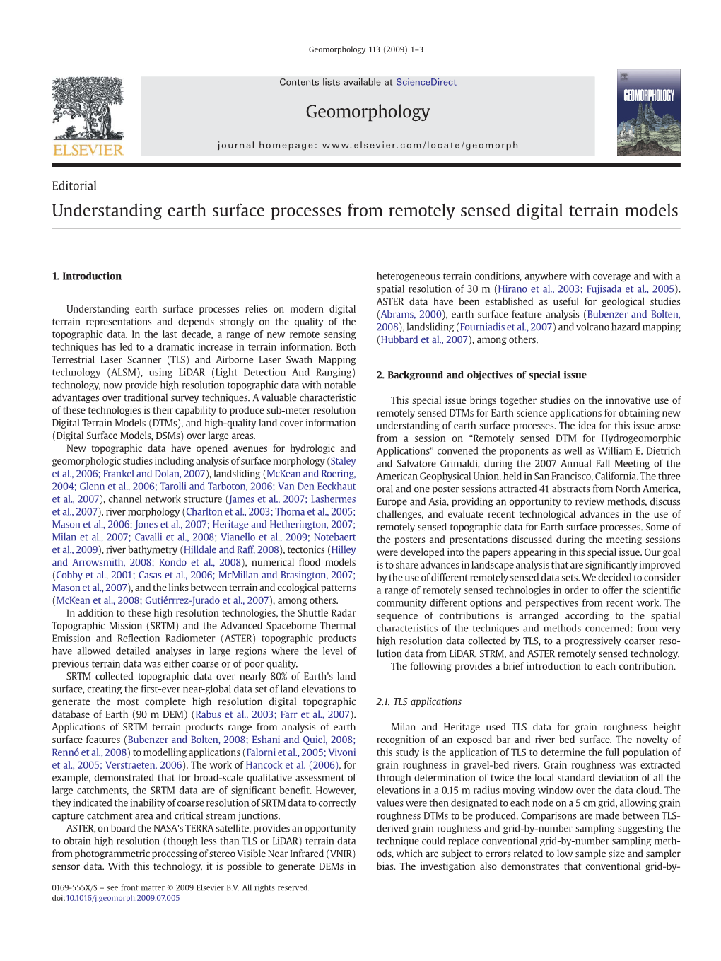 Understanding Earth Surface Processes from Remotely Sensed Digital Terrain Models