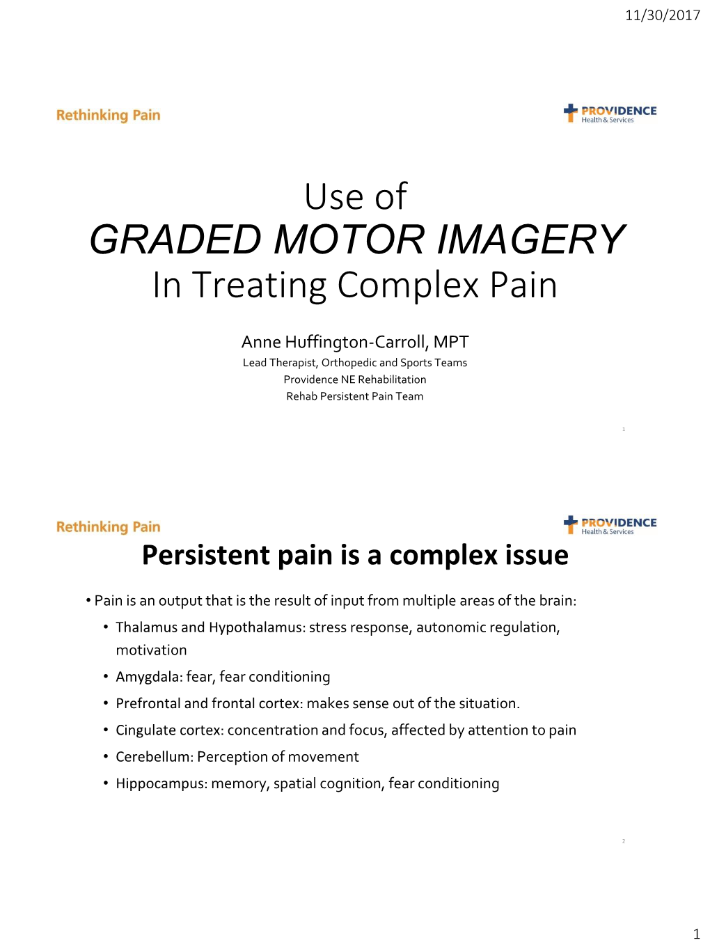 GRADED MOTOR IMAGERY in Treating Complex Pain