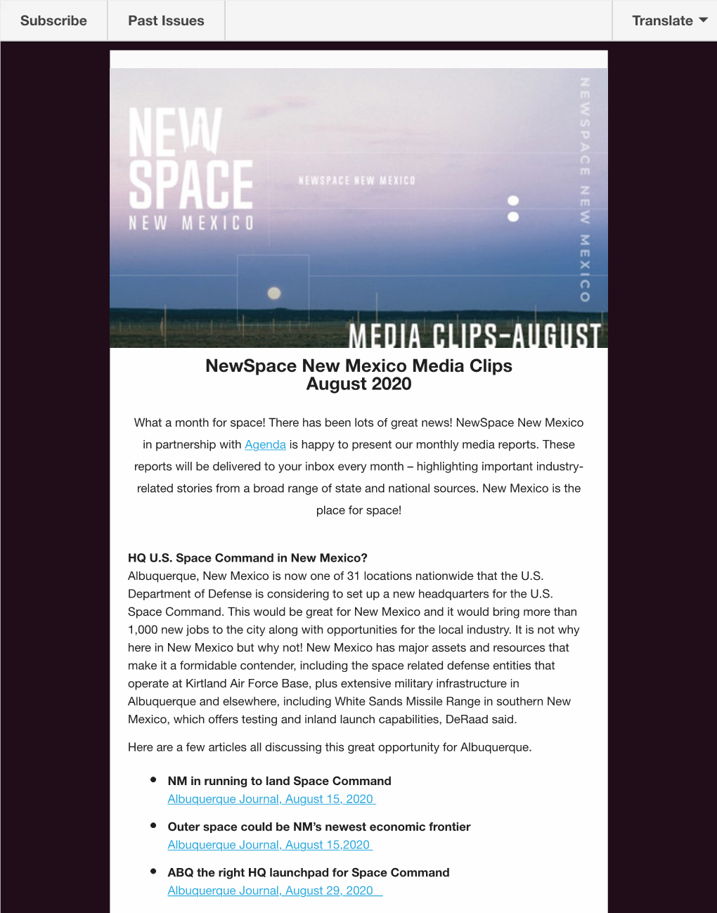 Newspace New Mexico Media Clips August 2020