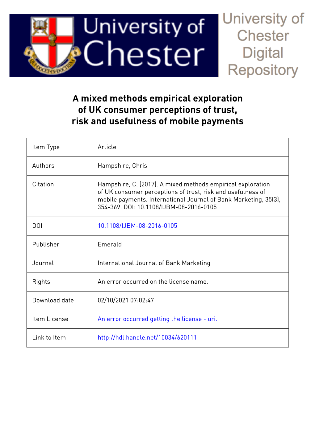 A Mixed Methods Empirical Exploration of UK Consumer Perceptions of Trust, Risk and Usefulness of Mobile Payments