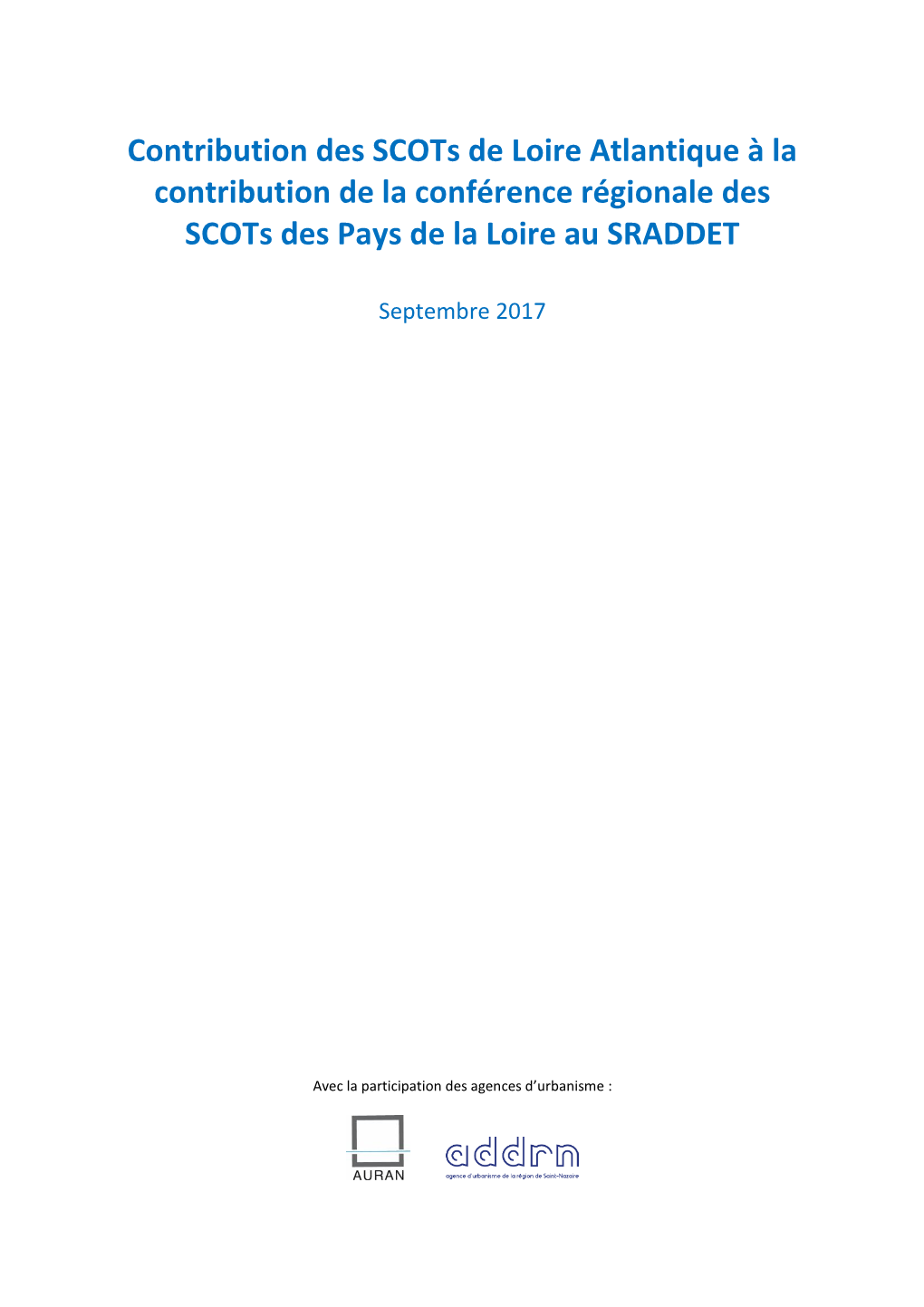 Contribution Des Scots De Loire Atlantique À La Contribution De La Conférence Régionale Des Scots Des Pays De La Loire Au SRADDET