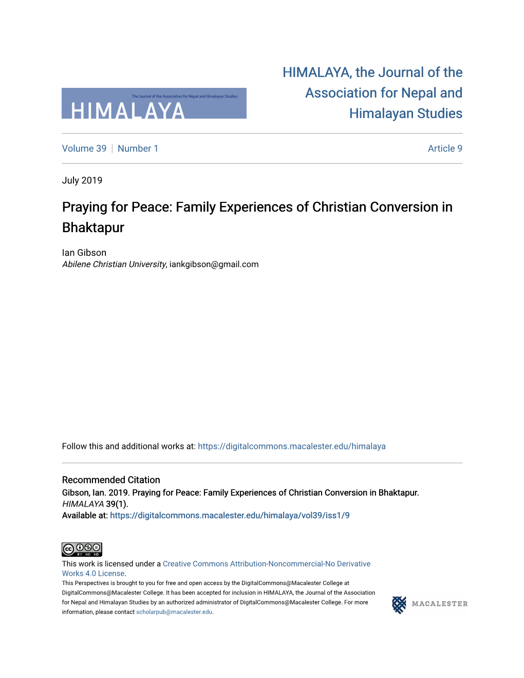 Family Experiences of Christian Conversion in Bhaktapur