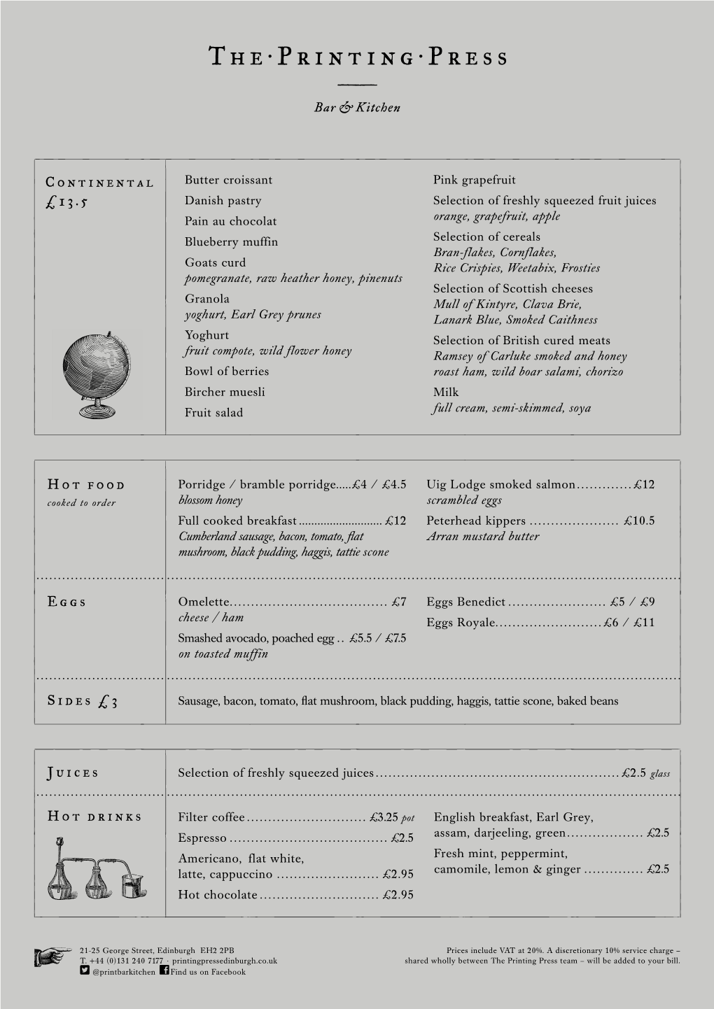 Continental £13.5 Hot Food Eggs Sides £3 Juices Hot Drinks