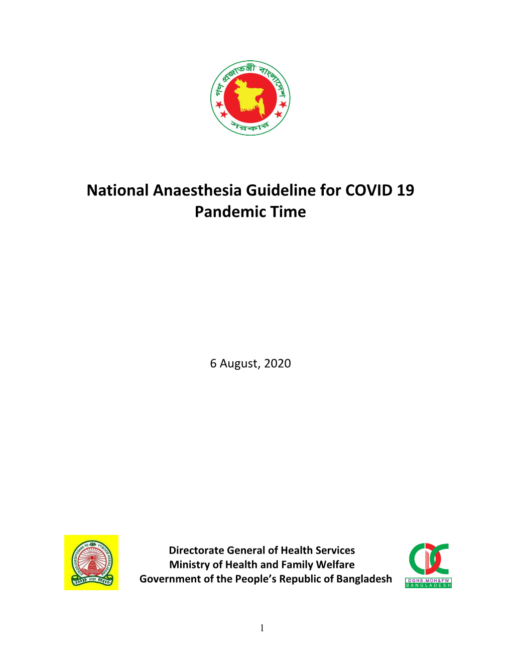 National Anaesthesia Guideline for COVID 19 Pandemic Time