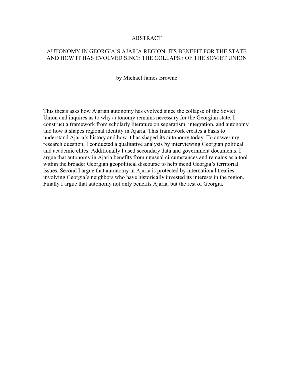 Abstract Autonomy in Georgia's Ajaria Region