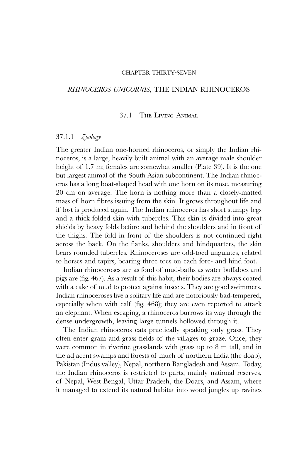 RHINOCEROS UNICORNIS, the INDIAN RHINOCEROS 37.1 The