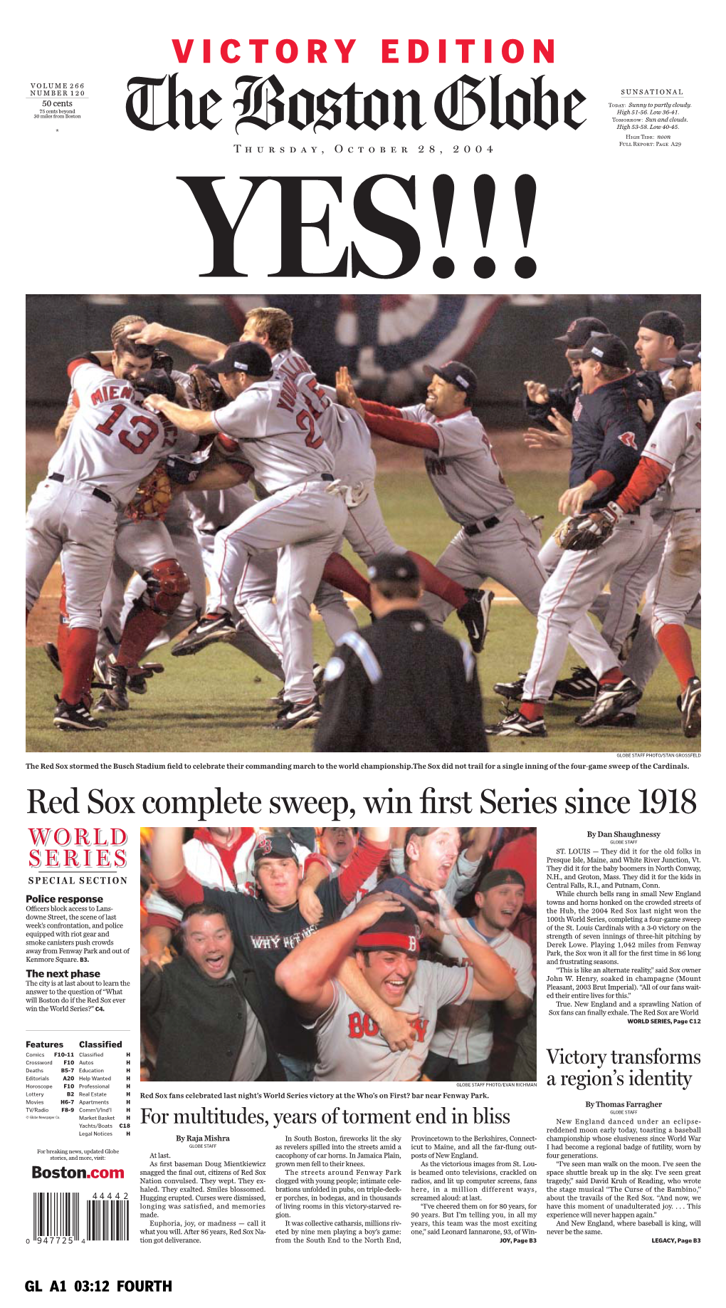 Red Sox Complete Sweep, Win First Series Since 1918