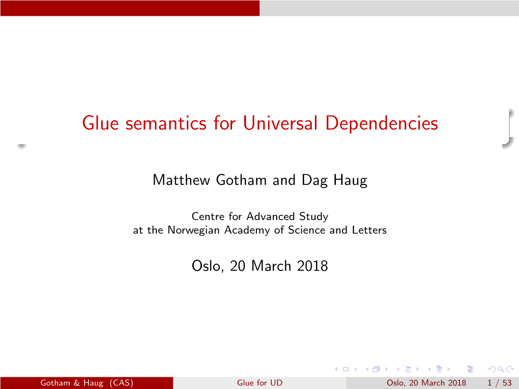 Glue Semantics for Universal Dependencies