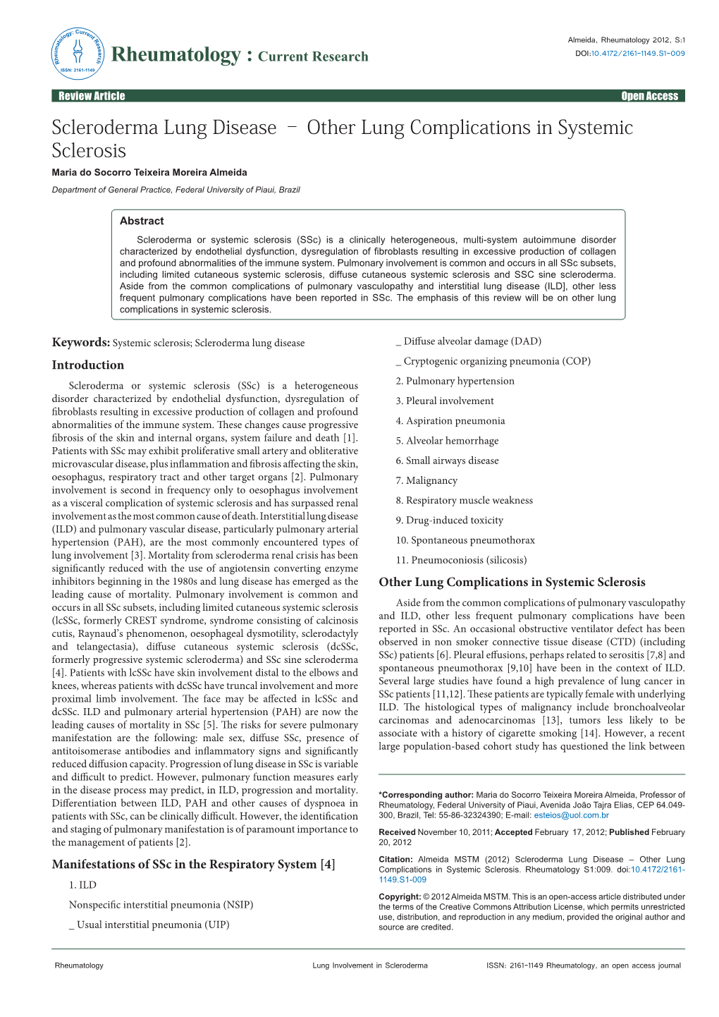 Scleroderma Lung Disease – Other Lung Complications in Systemic