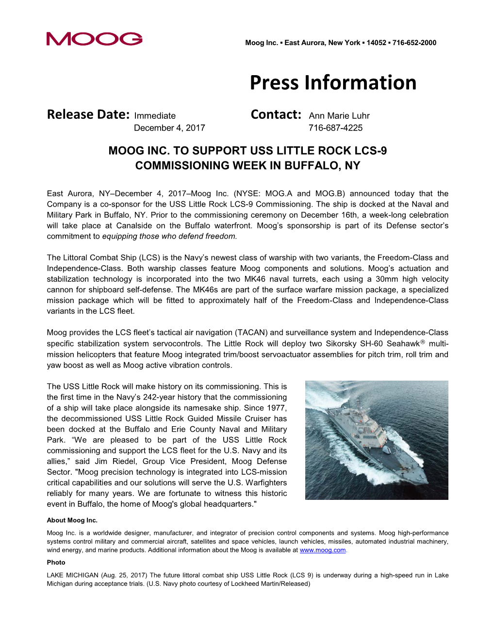 USS Little Rock Commissioning Press Release