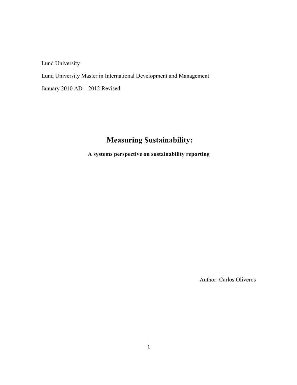 Measuring Sustainability