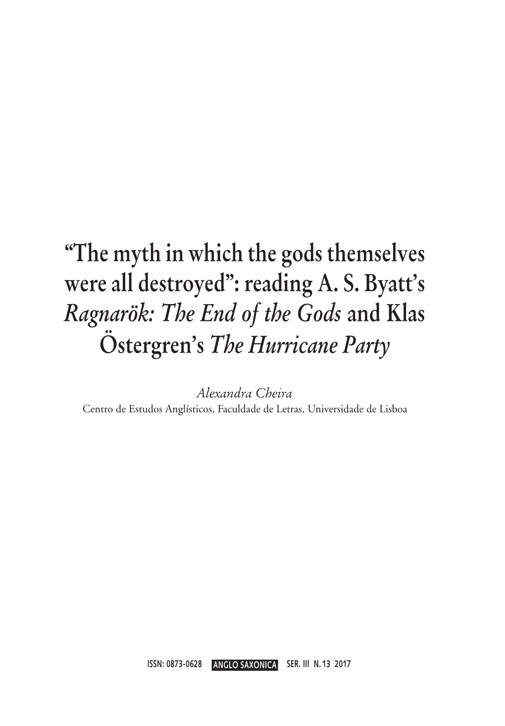 Reading AS Byatt's Ragnarök