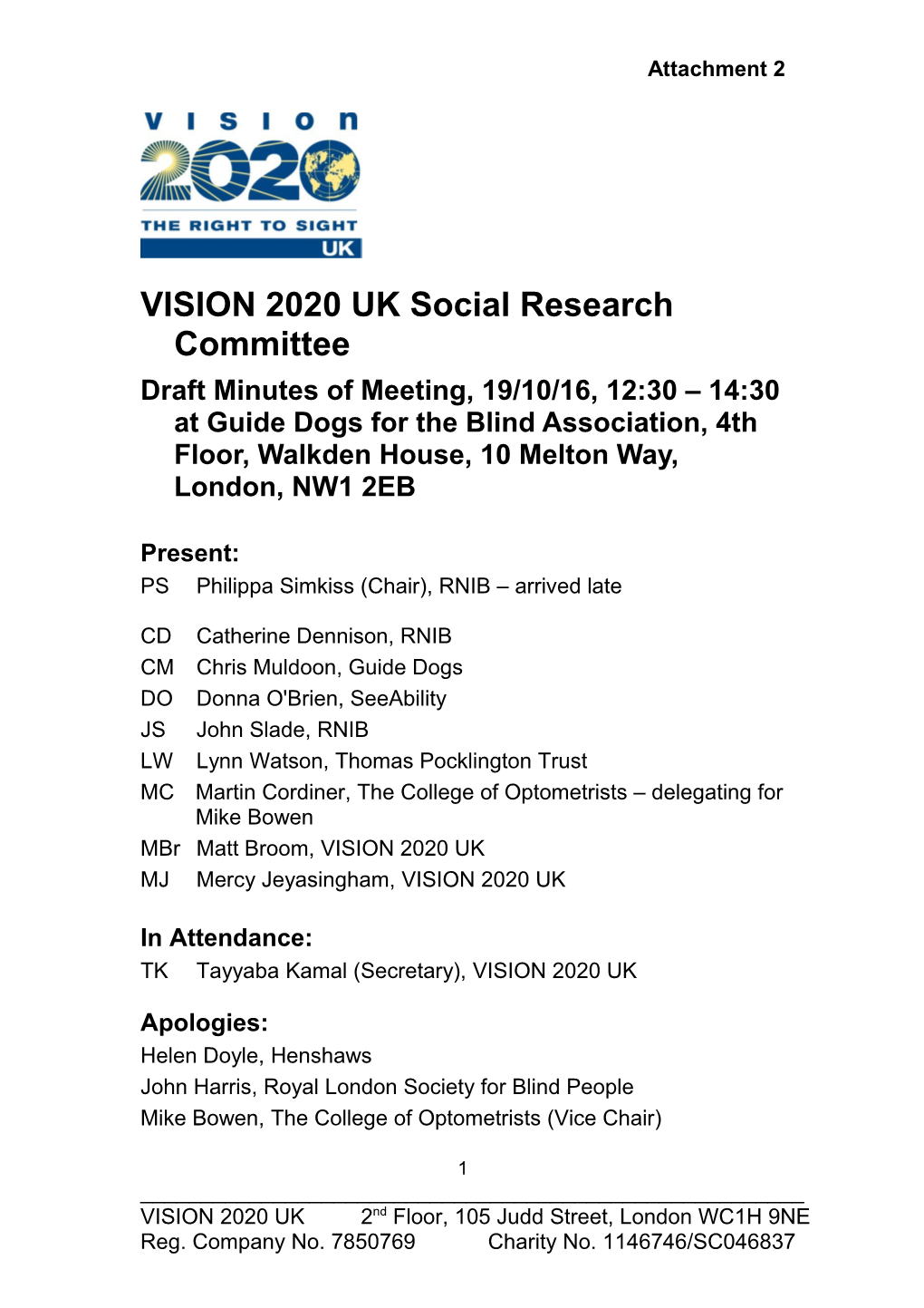 VISION 2020 UK Social Research Committee