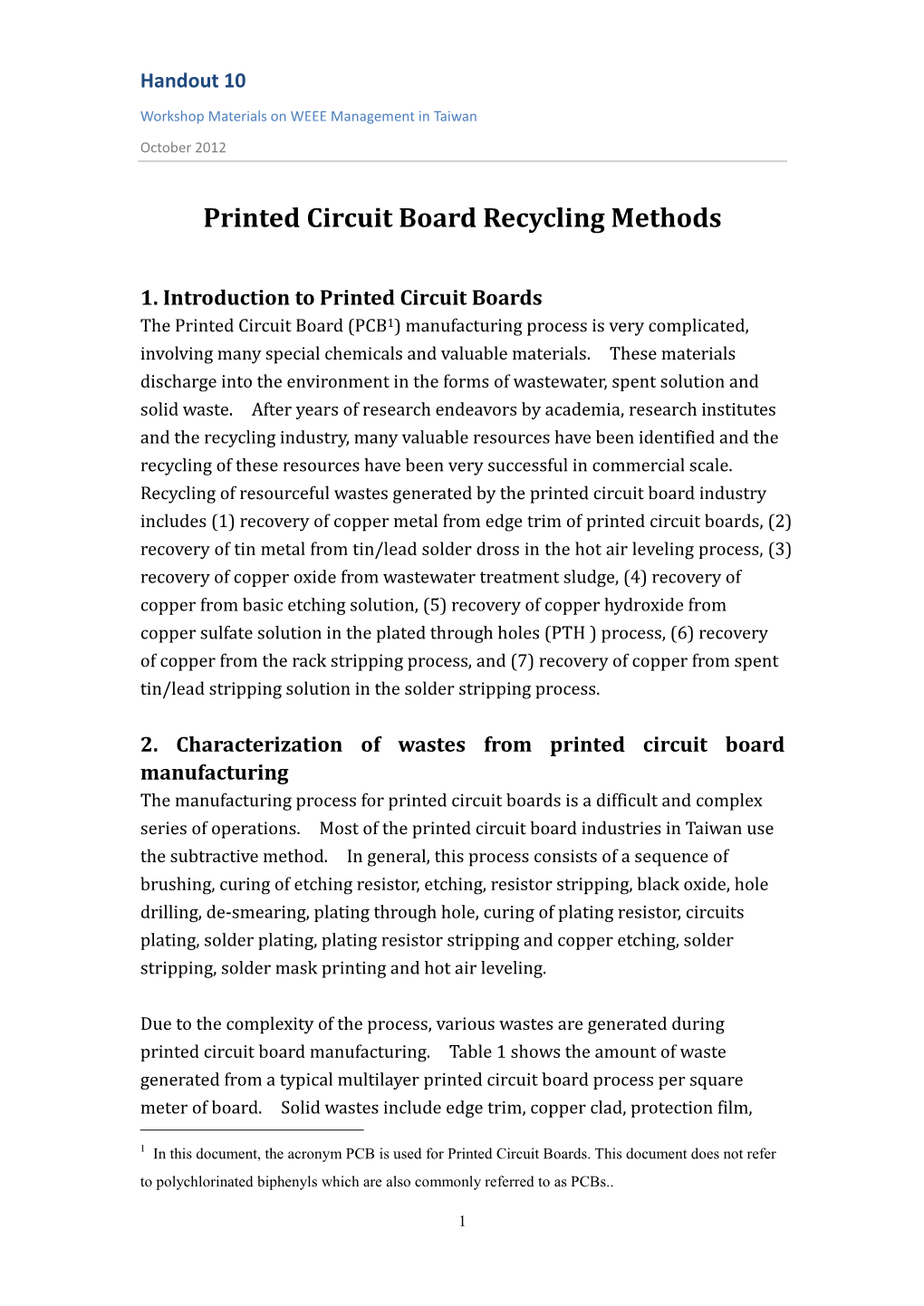 Printed Circuit Board Recycling Methods