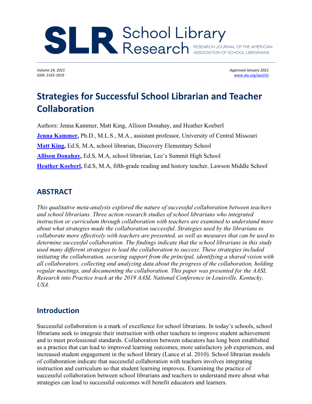 Strategies for Successful School Librarian and Teacher Collaboration