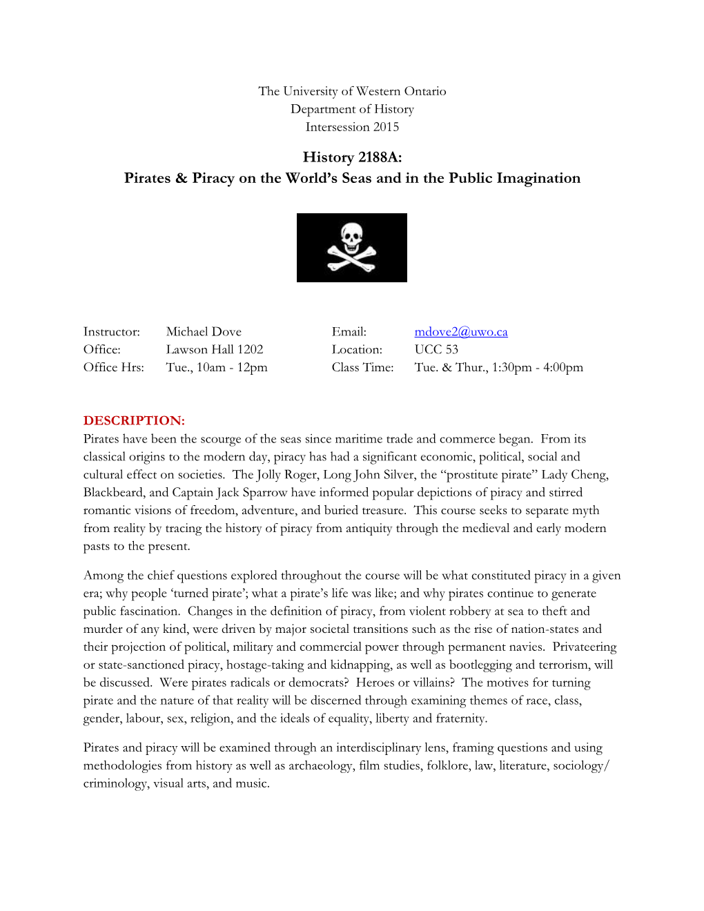 History 2188A: Pirates & Piracy on the World's Seas and in the Public Imagination