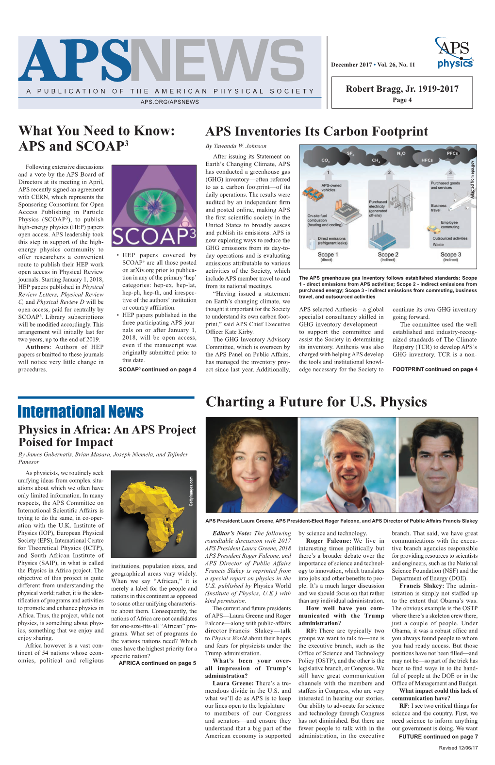 APS News December 2017, Vol. 26, No. 11