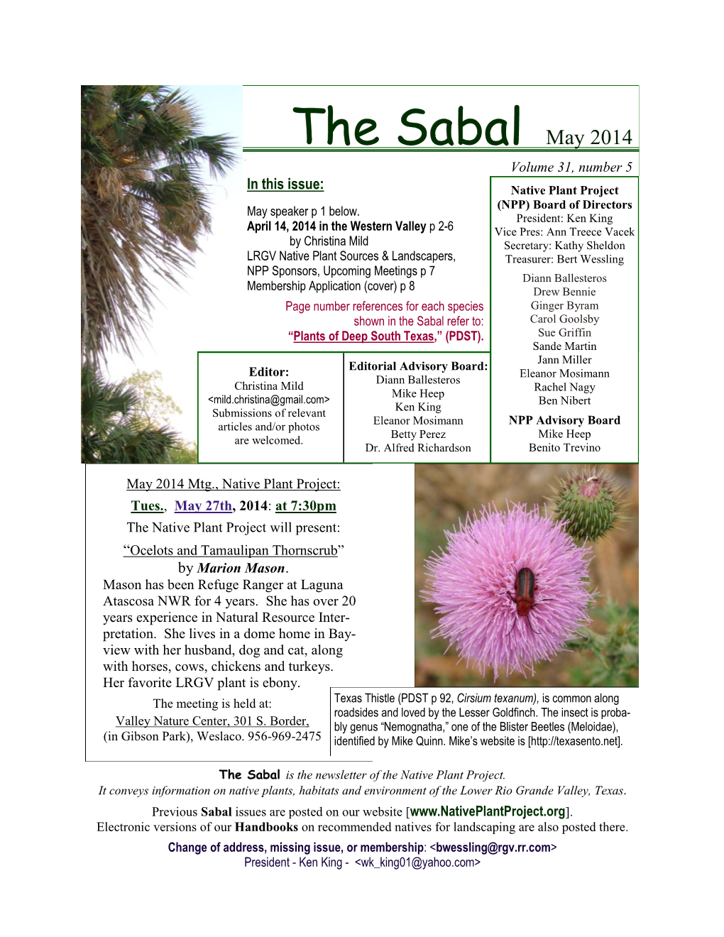 The Sabal May 2014 Volume 31, Number 5