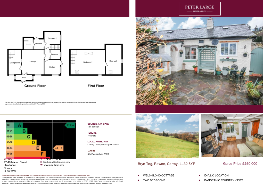 Guide Price £250,000 Bryn Teg, Rowen, Conwy, LL32