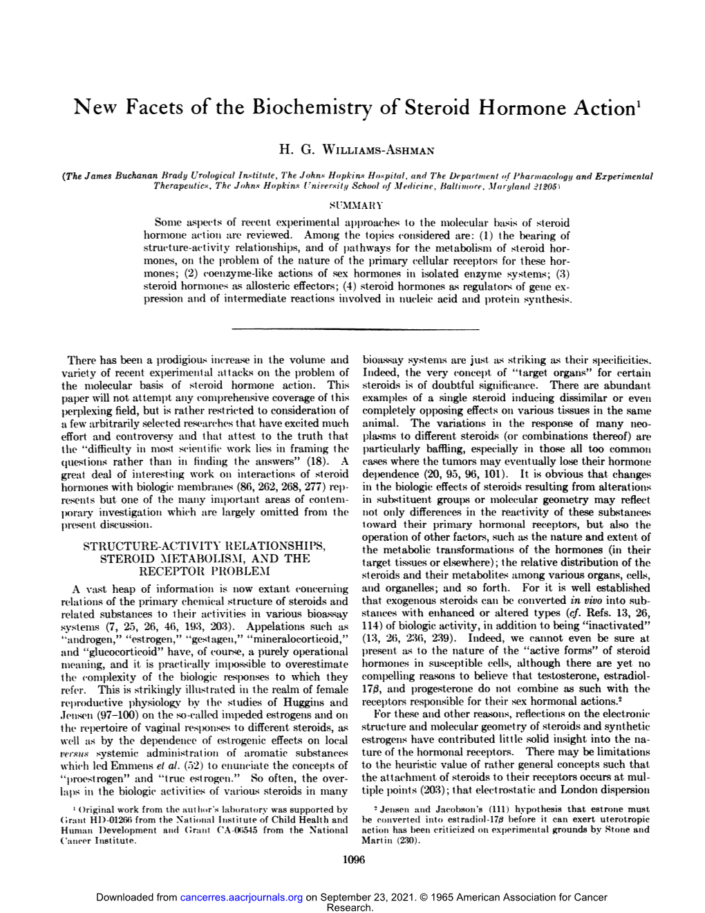 New Facets of the Biochemistry of Steroid Hormone Actio&