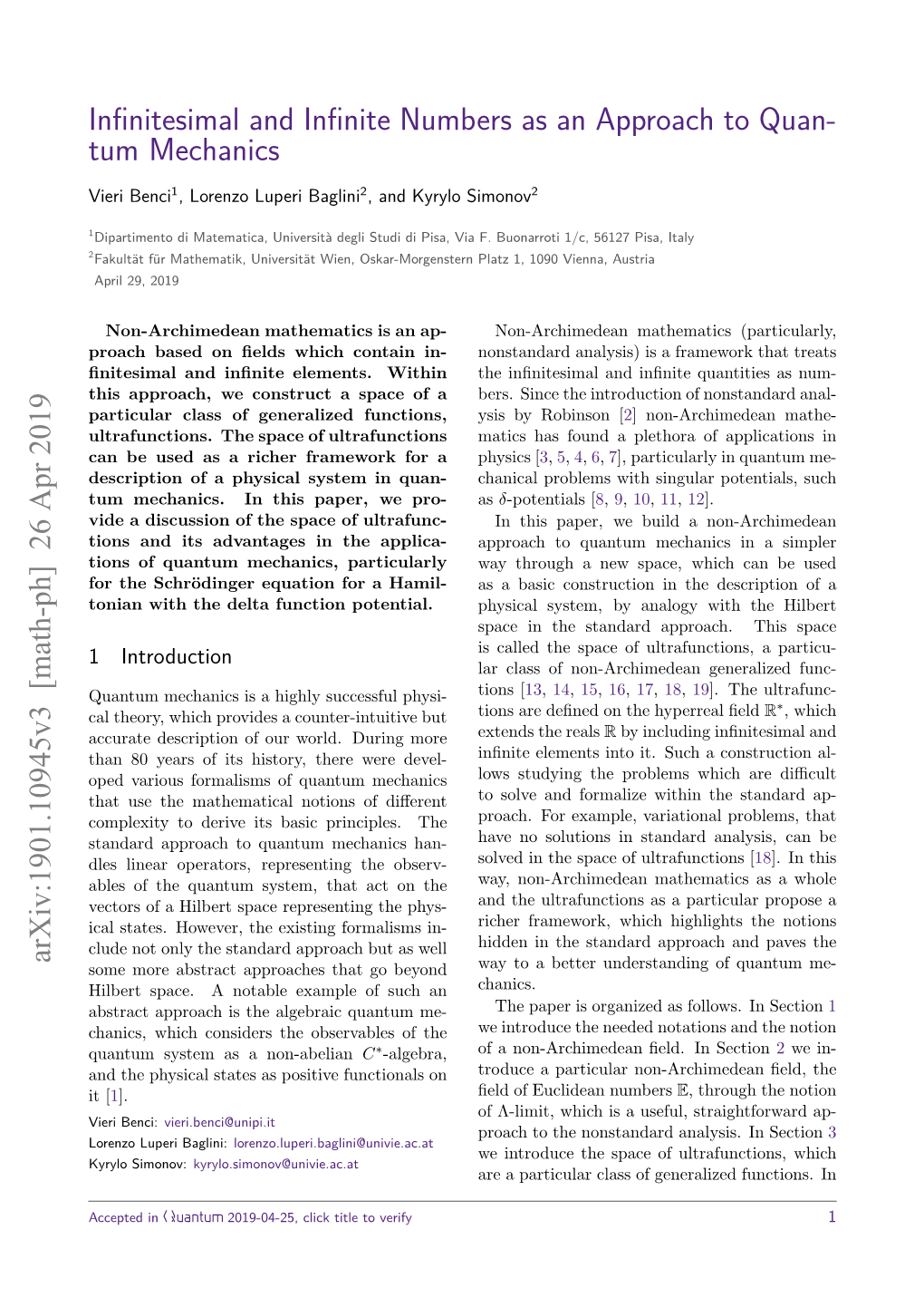 Infinitesimal and Infinite Numbers As an Approach to Quantum Mechanics