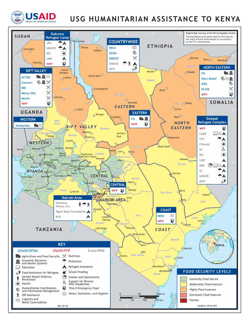 USAID/OFDA Kenya Program Map 8/18/2010