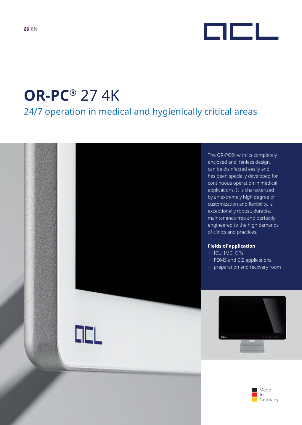 OR-PC® 27 4K 24/7 Operation in Medical and Hygienically Critical Areas