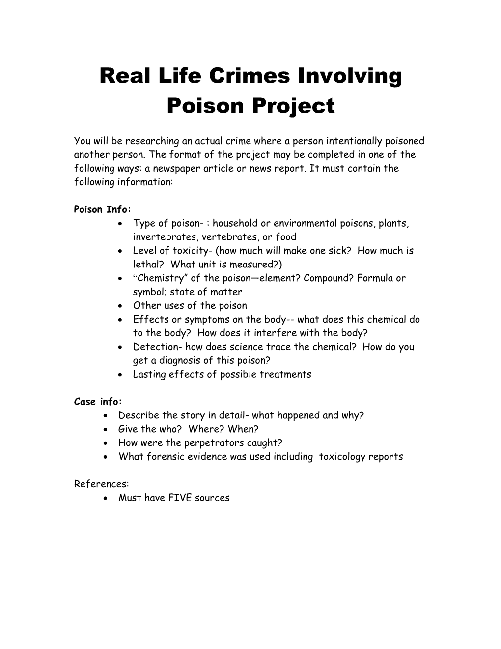 Real Life Crimes Involving Poison Project