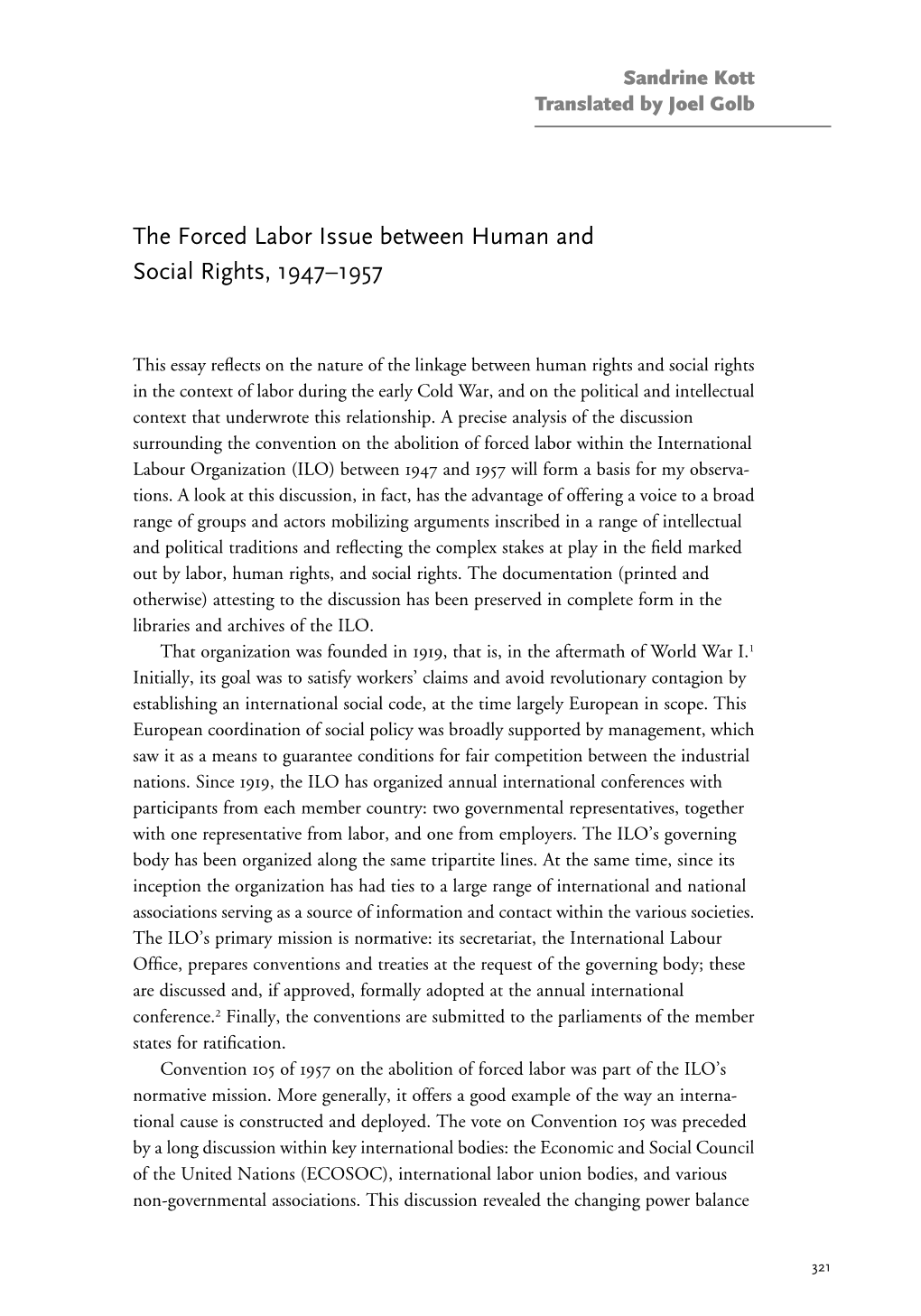 The Forced Labor Issue Between Human and Social Rights, 1947–1957