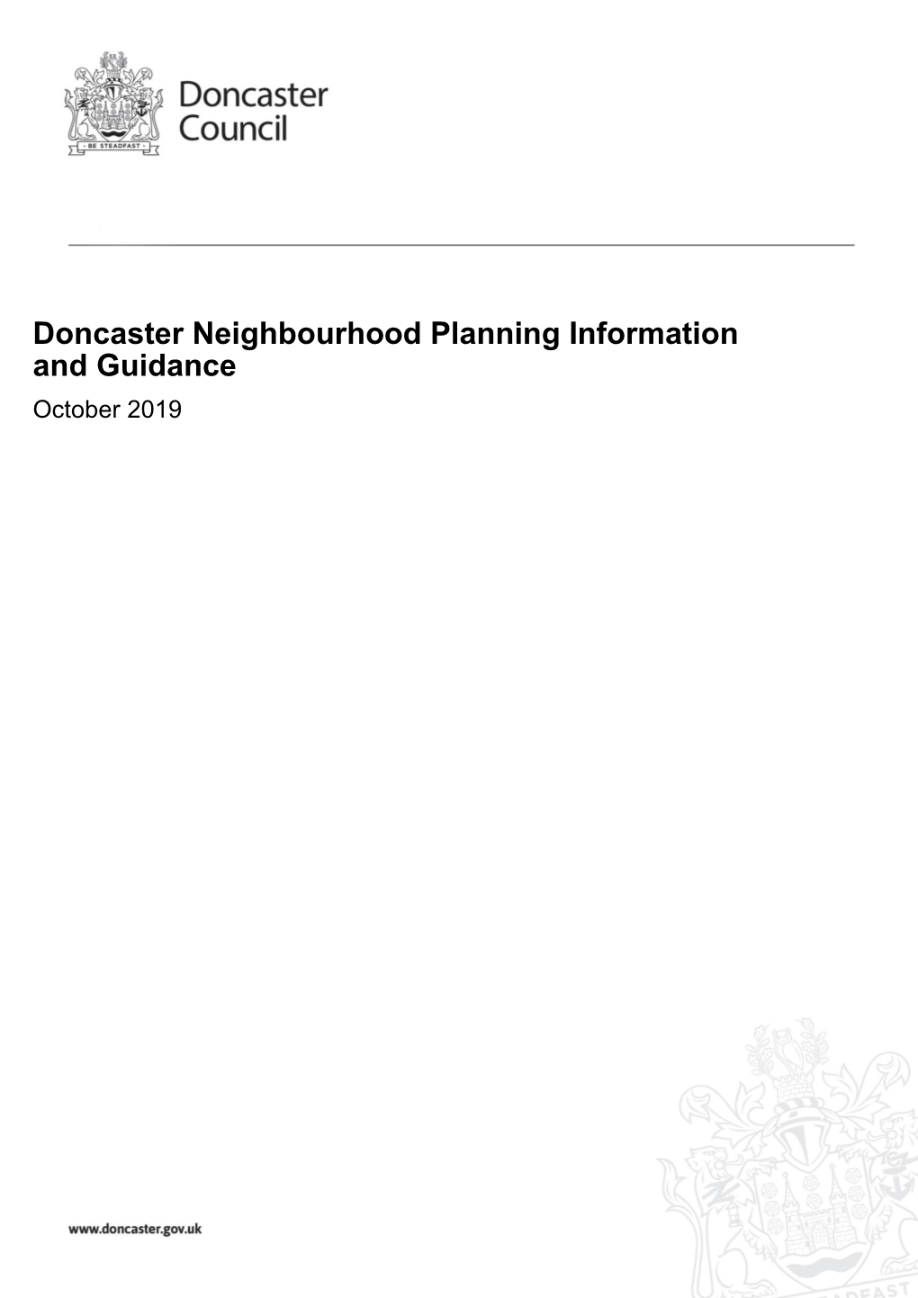 Doncaster Neighbourhood Planning Information and Guidance October 2019