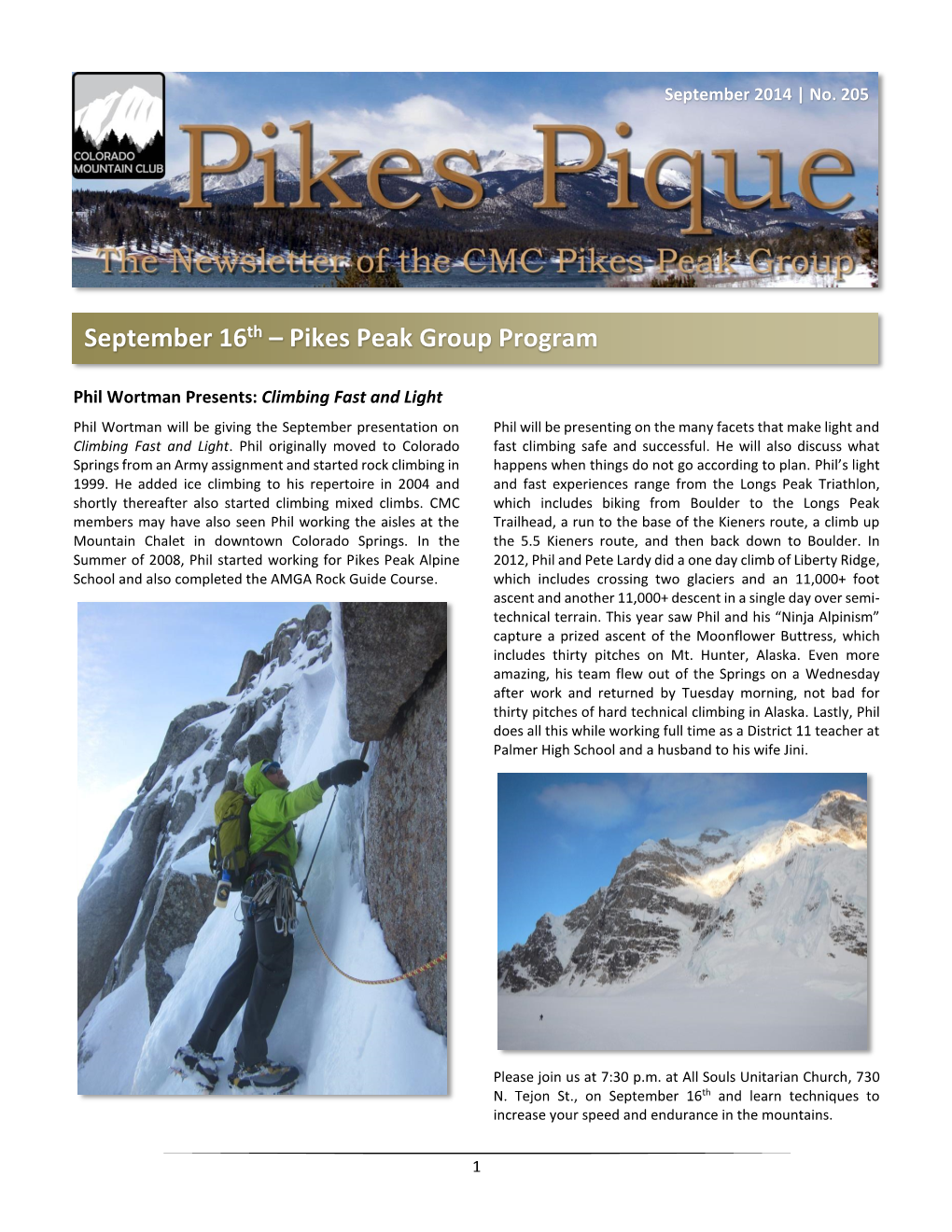 September 16Th – Pikes Peak Group Program