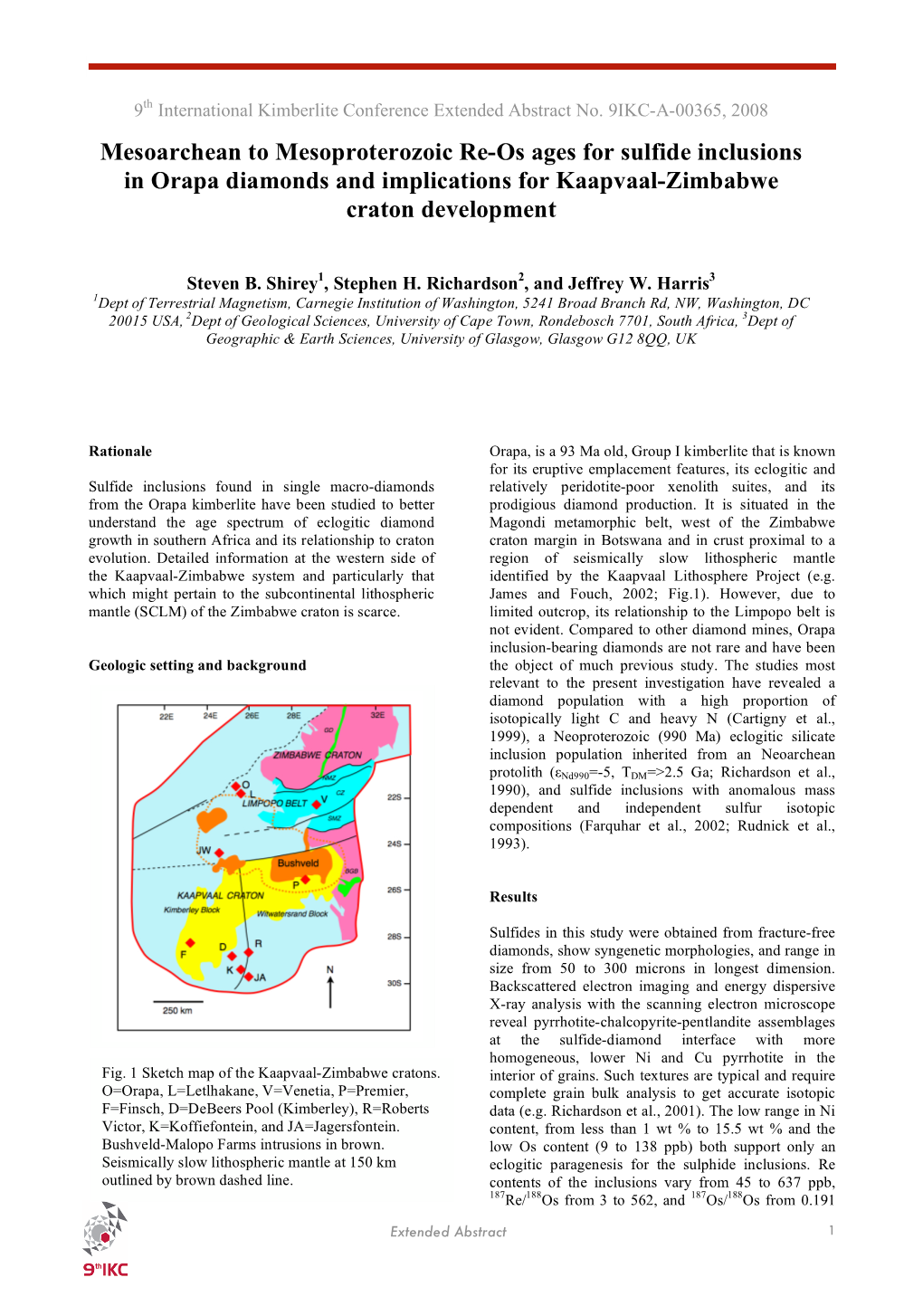 Mesoarchean to Mesoproterozoic Re-Os Ages for Sulfide Inclusions in Orapa Diamonds and Implications for Kaapvaal-Zimbabwe Craton Development