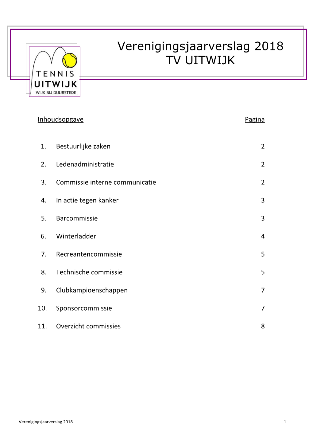 Verenigingsjaarverslag 2018 TV UITWIJK