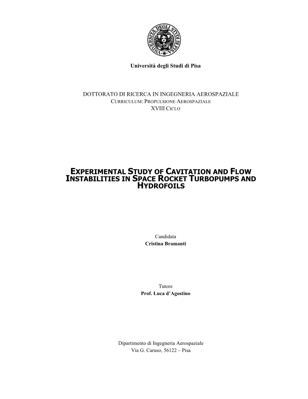 Experimental Study of Cavitation and Flow Instabilities in Space Rocket Turbopumps and Hydrofoils